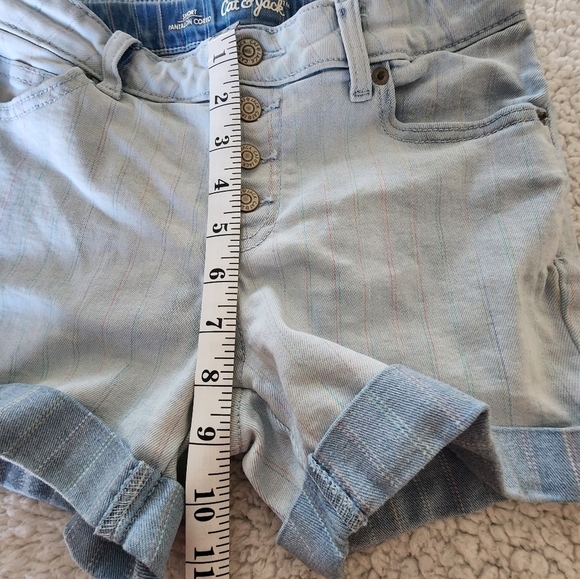 Cat & Jack light wash super stretch shorts with stripes size L button/snap fly - Picture 8 of 9